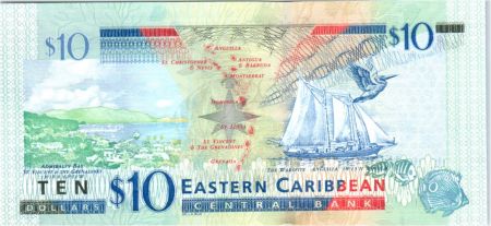 Iles des Caraïbes 10 Dollars Elisabeth II - Bateau Warship, St Vincent - 2016