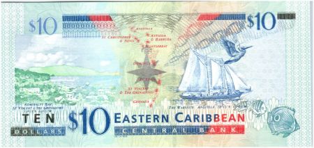 Iles des Caraïbes 10 Dollars Elisabeth II - Bateau Warship, St Vincent 2012