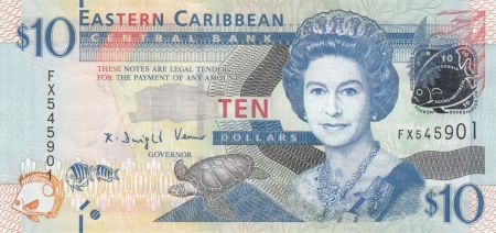 Iles des Caraïbes 10 Dollars Elisabeth II - St Vincent - Lettre V - 2003 - Neuf - P.43V