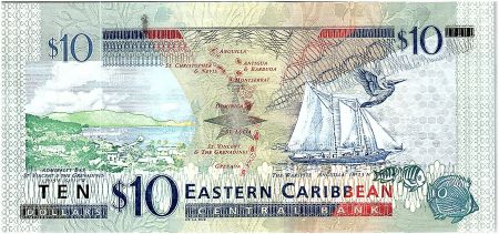 Iles des Caraïbes 10 Dollars Elisabeth II - Voilier Warship - St Vincent - 2015 - P.52b - Neuf