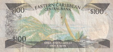 Iles des Caraïbes 100 Dollars - Elisabeth II - Bateau, paysage - ND (1986-1988) - Série A - P.20a