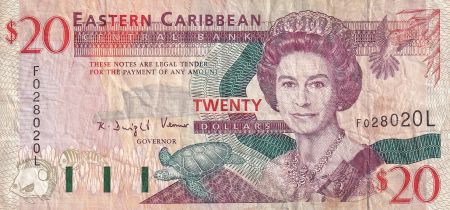 Iles des Caraïbes 20 Dollars - Elisabeth II - Gouv. à Monserrat - 2008 - TB - P.49