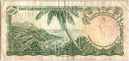 Iles des Caraïbes 5 Dollars,  Elisabeth II - 1965 - P.14 k - TB - Lettre G