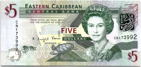 Iles des Caraïbes 5 Dollars Elizabeth II - Amirauté - Saint Vincent - 2008 - Neuf - P.47
