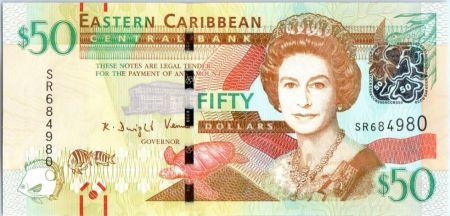 Iles des Caraïbes 50 Dollars Elisabeth II - Fort de Brimstone Hill - 2016