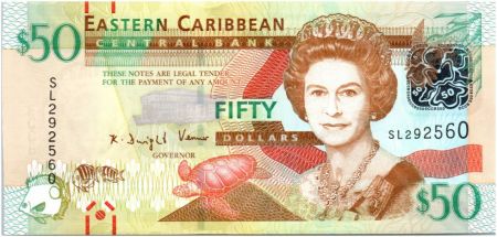 Iles des Caraïbes 50 Dollars Elisabeth II - Fort de Brimstone Hill 2012