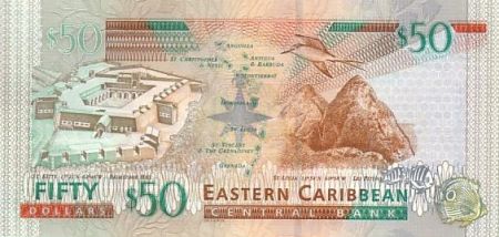 Iles des Caraïbes 50 Dollars Elisabeth II - Fort de Brimstone Hill