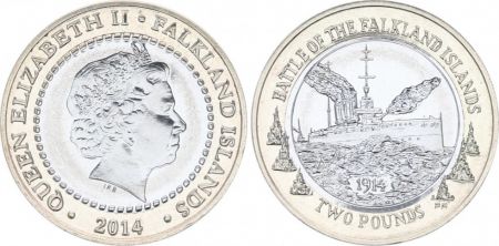 Iles Falkland 2 Pounds - Iles Falkland - Elisabeth II - Bataille des Malouines 1914