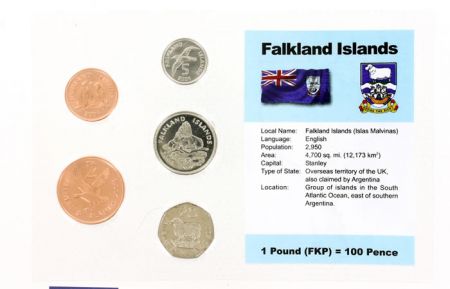 Iles Falkland Blister 5 monnaies ILES FALKLAND / ILES MALOUINES (1 penny à 20 pence)