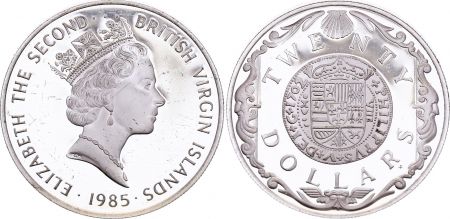 Iles Vierges Britanniques 20 Dollars,  Elisabeth II - Doublon d\'Or - 1985 - Argent - Frappe BE