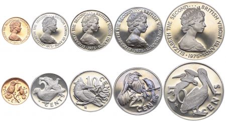 Iles Vierges Britanniques Série 5 monnaies - 1 cent à 50 cents - 1975 - Frappe BE