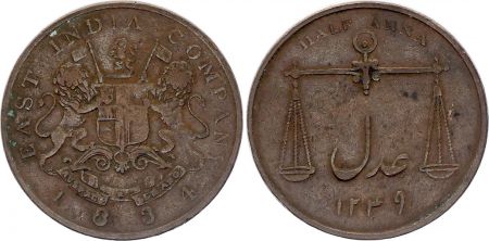Inde 1/2  Anna East India Company - 1834 - KM.253 - TTB