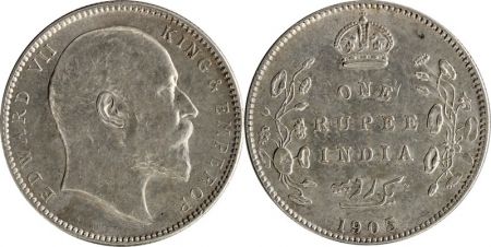 Inde 1 Rupee Edouard VII Roi et Empereur - 1905