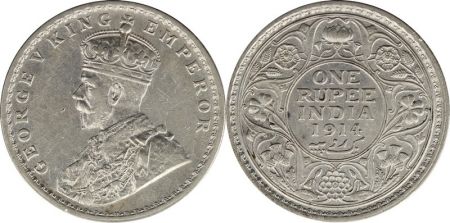 Inde 1 Rupee Georges V Roi et Empereur - 1914