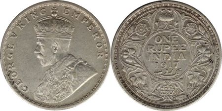 Inde 1 Rupee Georges V Roi et Empereur - 1917