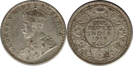 Inde 1 Rupee Georges V Roi et Empereur - 1918