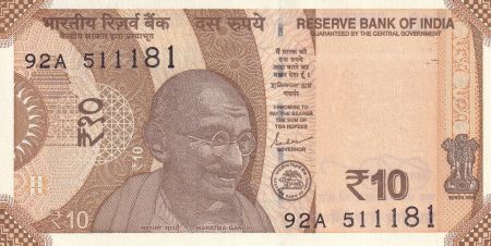 Inde 10 Rupees - Mahatma Gandhi - 2021 - Série 92A - P.NEW