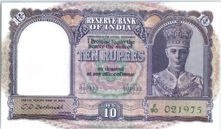 Inde 10 Rupees George V - Bateau - 1943