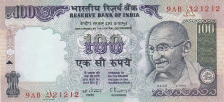 Inde 100 Rupees 1996 - Gandhi - Montagnes Letter A