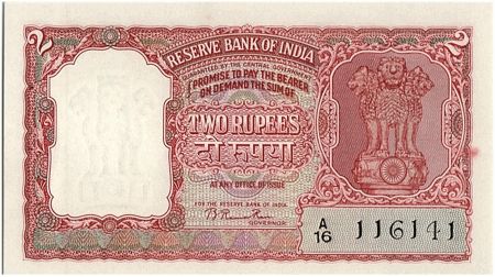 Inde 2 Rupees, Colonne aux Lions - Tigre - 1949-57  - P.28
