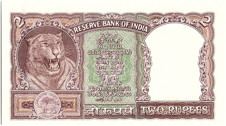 Inde 2 Rupees, Colonne aux Lions - Tigre - 1962-67  - P.30