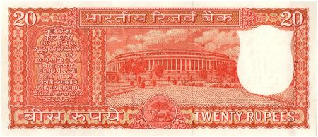 Inde 20 Rupees, Colonne aux Lions - Parlement - 1970 - P.61 A