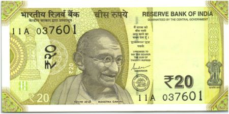 Inde 20 Rupees, Mahatma Gandhi - 2019 - Neuf