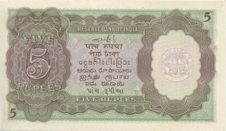 Inde 5 Rupees George VI - 1937