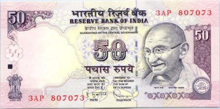 Inde 50 Rupees 2009 - Mahatma Gandhi - Parlement