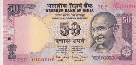 Inde 50 Rupees ND1997 - Gandhi - Série E - Numéro 1000000