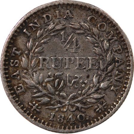 Inde INDE  VICTORIA - 1/4 RUPEE ARGENT 1840