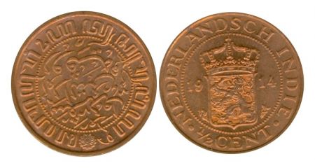 Indes Néerlandaises 1/2 Cent Armoiries - 1914
