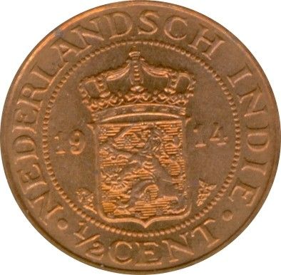 Indes Néerlandaises 1/2 Cent Armoiries - 1914