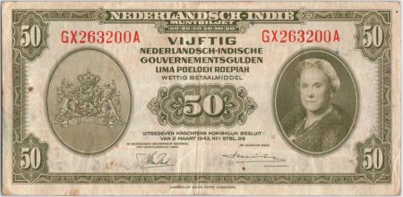 Indes Néerlandaises 50 Gulden 1943 Reine Wilhelmina