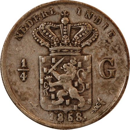Indes Néerlandaises INDES ORIENTALES NÉERLANDAISES  WILLEM III - 1/4 GULDEN ARGENT 1858