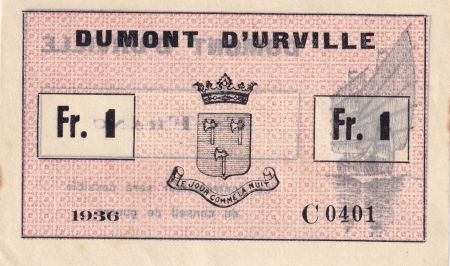 Indo-Chine Fr. 1 Franc - Dumont D\'Urville - 1936 - C0401 - Kol.208a
