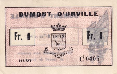 Indo-Chine Fr. 1 Franc - Dumont D\'Urville - 1936 - C0405 - Kol.208a
