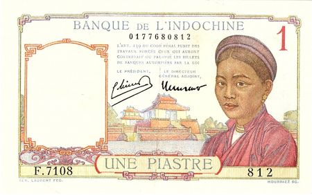 Indo-Chine Fr. 1 Piastre, Laotienne - 1946 - P.54 d