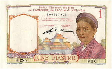 Indo-Chine Fr. 1 Piastre, Laotienne - 1953 - P.92