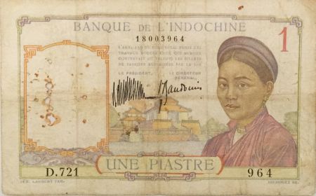 Indo-Chine Fr. 1 Piastre Femme - ND (1932) - Série D.721 - PTB