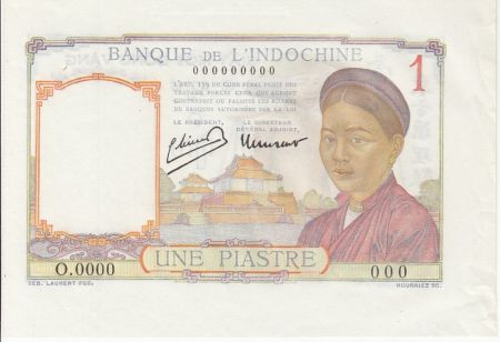 Indo-Chine Fr. 1 Piastre Femme - Temple - 1949 Epreuve Specimen