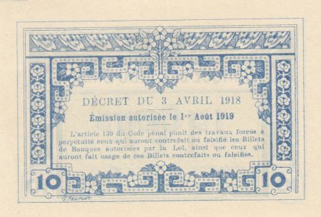 Indo-Chine Fr. 10 Cents - 1919 - Impression Banque Chaix - Epreuve - p.Neuf