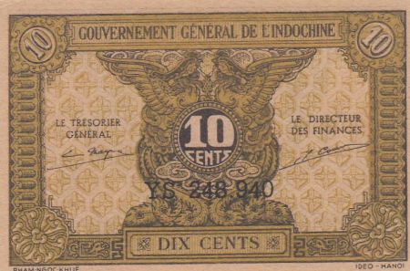 Indo-Chine Fr. 10 Cents, Brun - Séries variées - P.89 - Sup