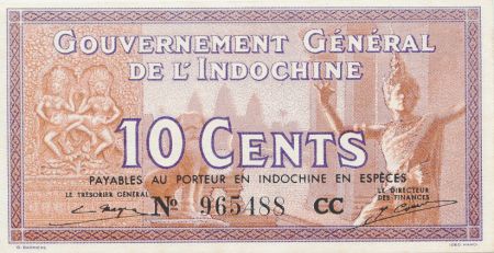 Indo-Chine Fr. 10 Cents ND (1939) - Marché avec éléphants - P.NEUF