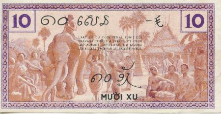 Indo-Chine Fr. 10 Cents ND (1939) - Marché avec éléphants - TTB