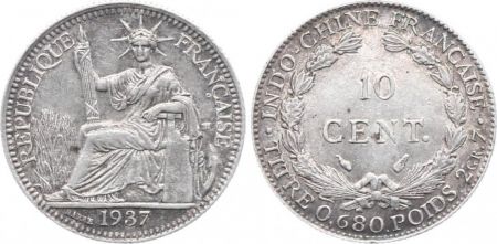 Indo-Chine Fr. 10 Cents République et Laurier - 1937