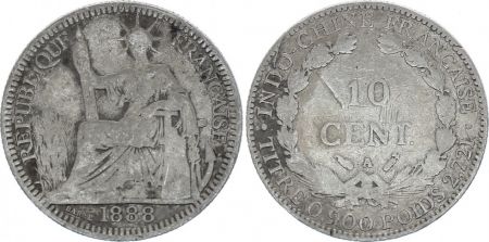 Indo-Chine Fr. 10 Cents République et Laurier - A-Paris - 1888