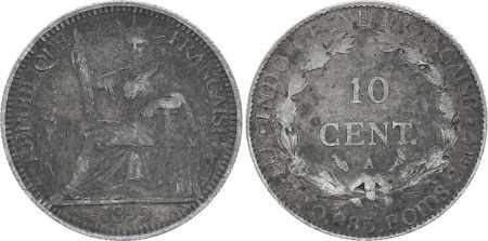 Indo-Chine Fr. 10 Cents République et Laurier - A-Paris - 1899