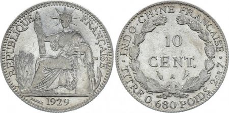 Indo-Chine Fr. 10 Cents République et Laurier - A-Paris - 1929