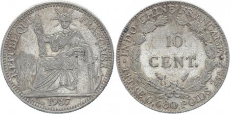 Indo-Chine Fr. 10 Cents République et Laurier - A-Paris - 1937